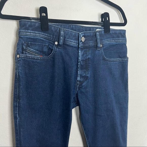 Diesel Sleenker Slim Dark Wash Distressed Hem Skinny Jeans - Picture 4 of 14